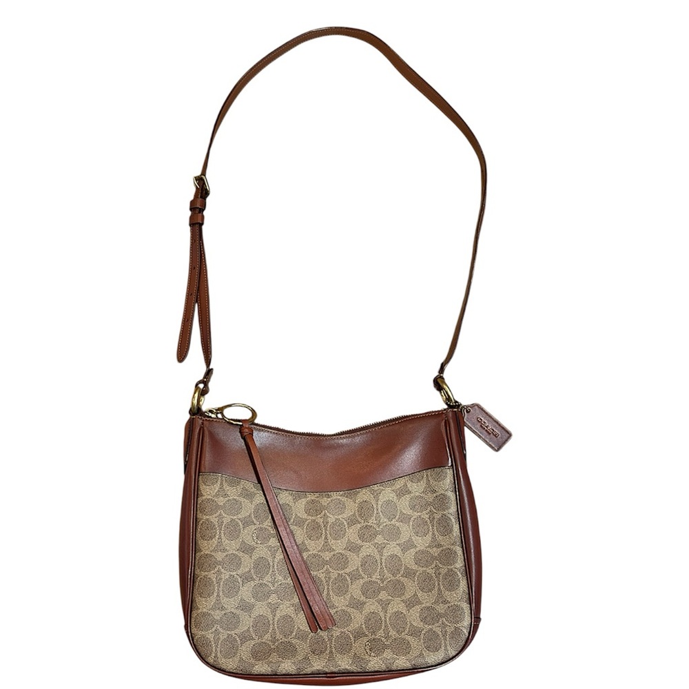 Coach Chaise Crossbody Bag In Signature Canvas Rust Brown Leather